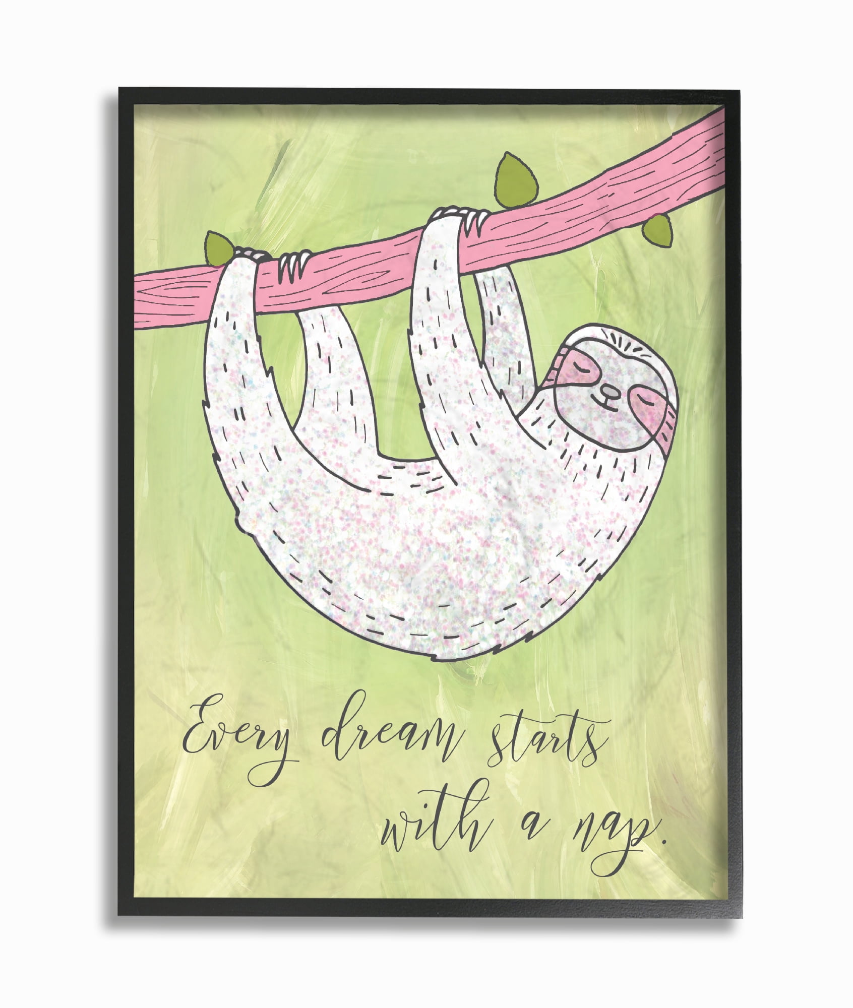 The Kids Room by Stupell Every Dream Starts With a Nap Lazy Whimsical Sloth Framed Wall Art by Daphne Polselli