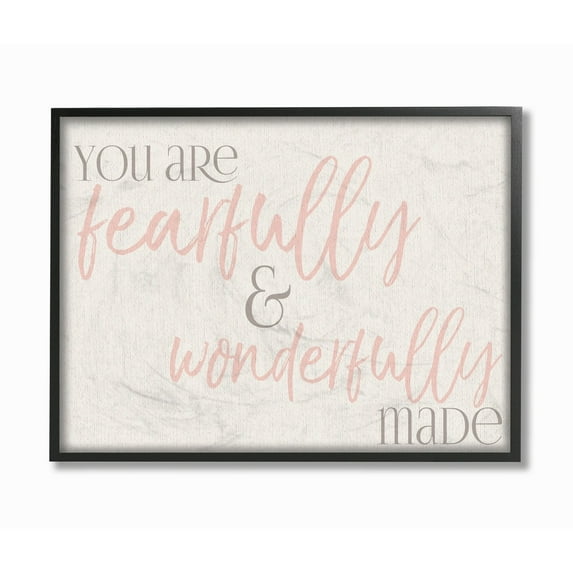 The Kids Room by Stupell Fearfully Wonderfully Made Pink Typography Framed Wall Art by Daphne Polselli