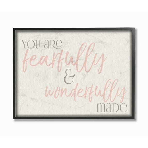 The Kids Room by Stupell Fearfully Wonderfully Made Pink Typography Oversized Framed Giclee Texturized Art, 16 x 1.5 x 20