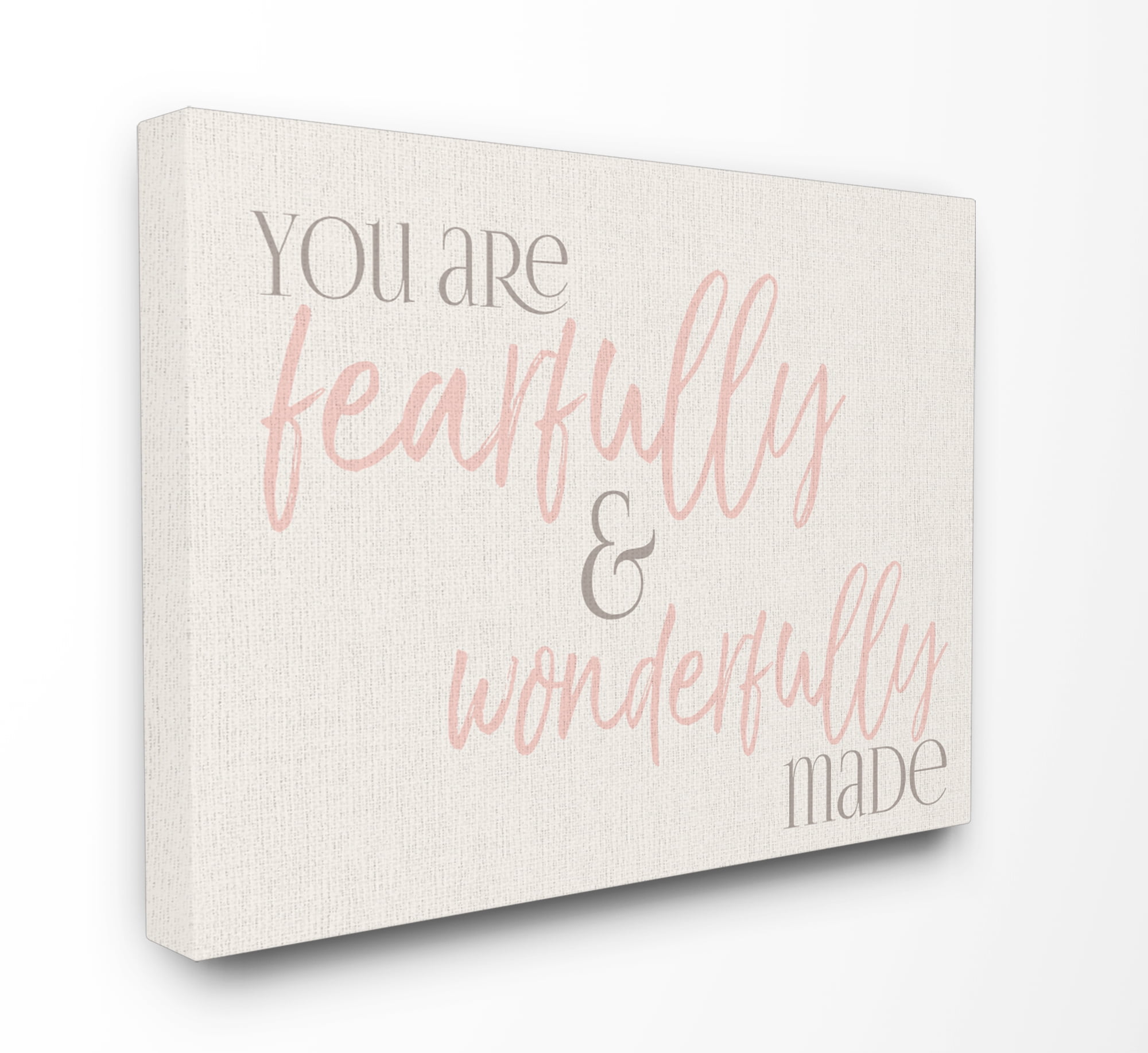 The Kids Room by Stupell Fearfully Wonderfully Made Pink Typography XXL Stretched Canvas Wall Art, 30 x 1.5 x 40