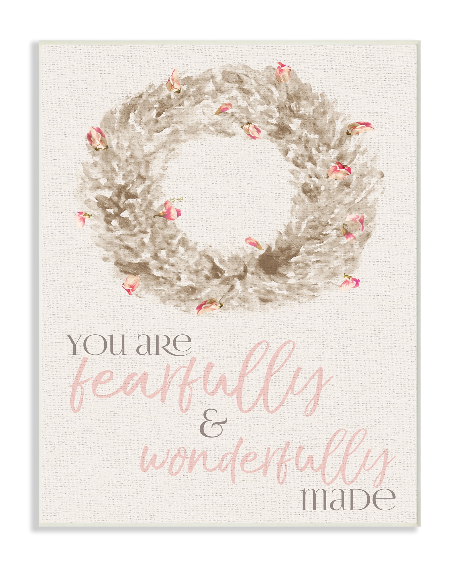 The Kids Room by Stupell Fearfully Wonderfully Made Wreath Watercolor Wall Plaque Art, 10 x 0.5 x 15