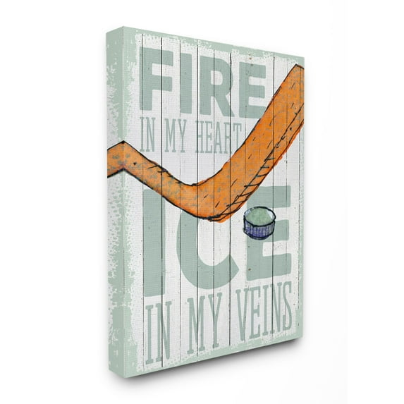 The Kids Room by Stupell Fire In My Heart Hockey Sports Word Design Canvas Wall Art by The Saturday Evening Post