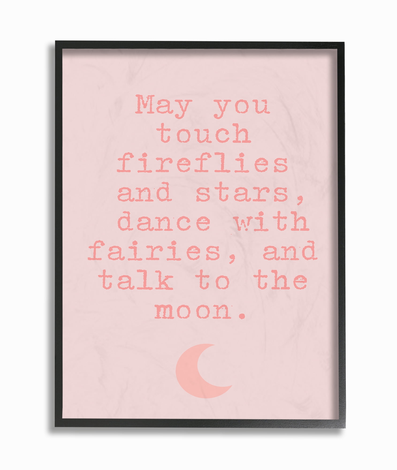 The Kids Room by Stupell Fireflies Stars And Fairies Typography with Pink Moon Framed Giclee Texturized Art, 11 x 1.5 x 14