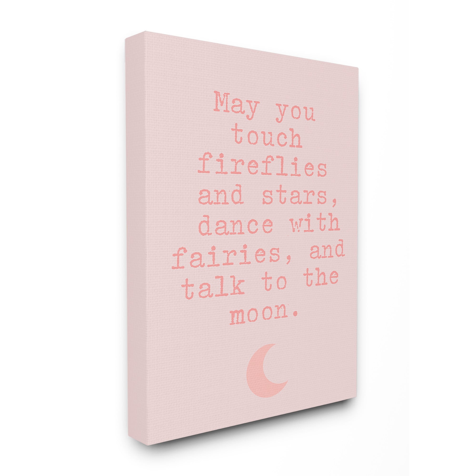 The Kids Room by Stupell Fireflies Stars And Fairies Typography with Pink Moon Oversized Stretched Canvas Wall Art, 24 x 1.5 x 30