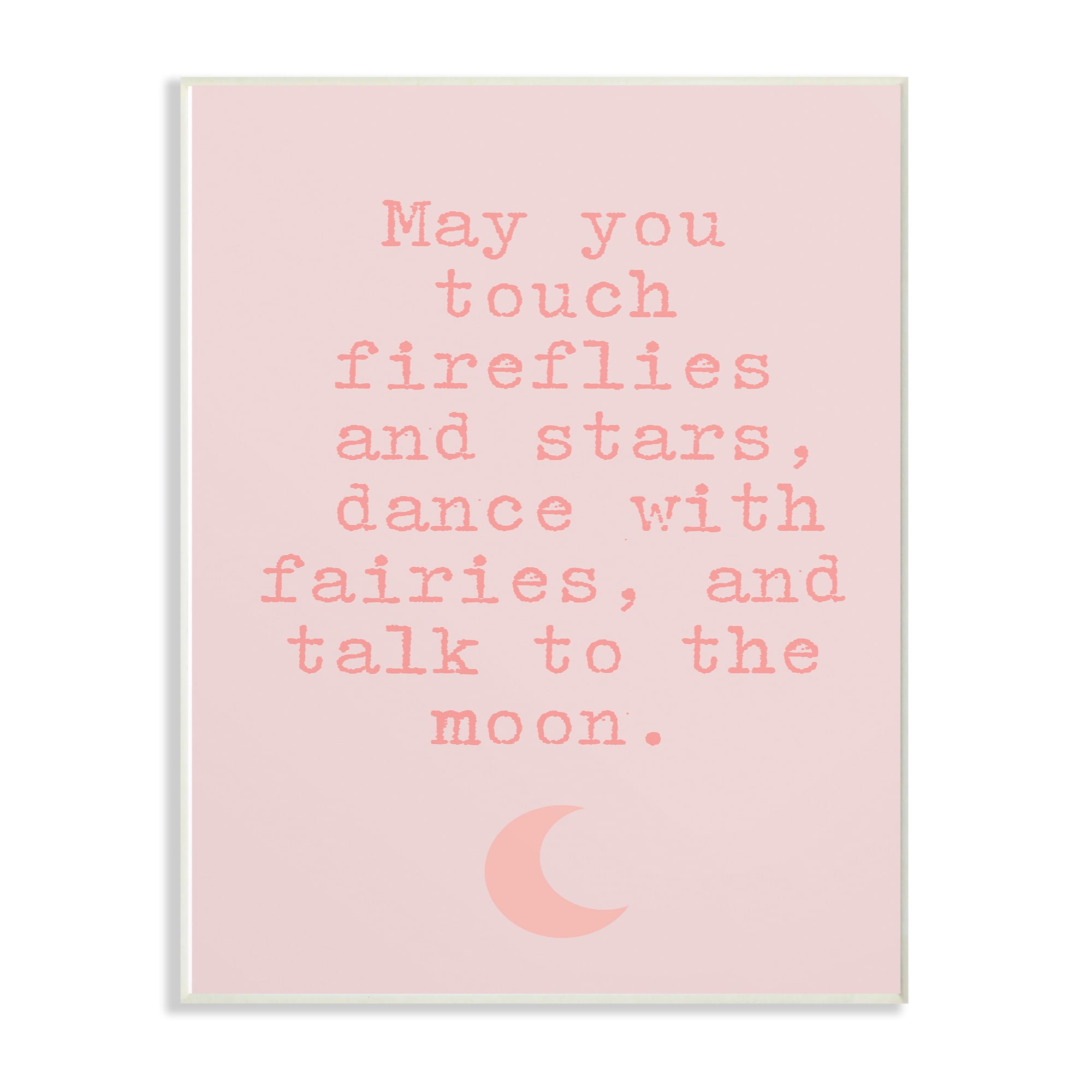 the kids room by stupell fireflies stars and fairies typography with pink moon oversized stretched canvas wall art, 24 x 1.5 x 30