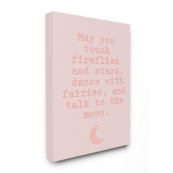The Kids Room by Stupell Fireflies Stars And Fairies Typography with Pink Moon Stretched Canvas Wall Art, 16 x 1.5 x 20