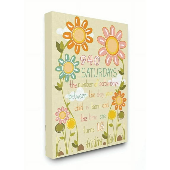 The Kids Room by Stupell Floral Graphic 940 Saturdays Art Canvas Wall Art by Karen Zukowski (Finny And Zook)