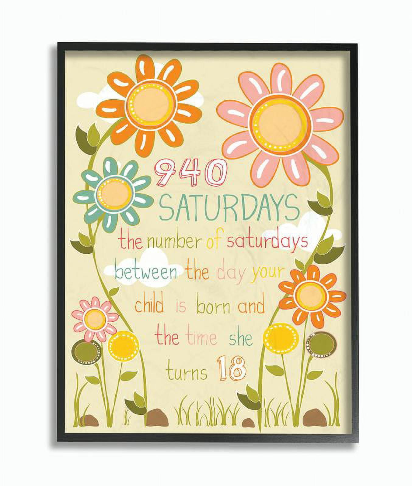 The Kids Room by Stupell Floral Graphic 940 Saturdays Art Framed Wall Art by Karen Zukowski (Finny And Zook)