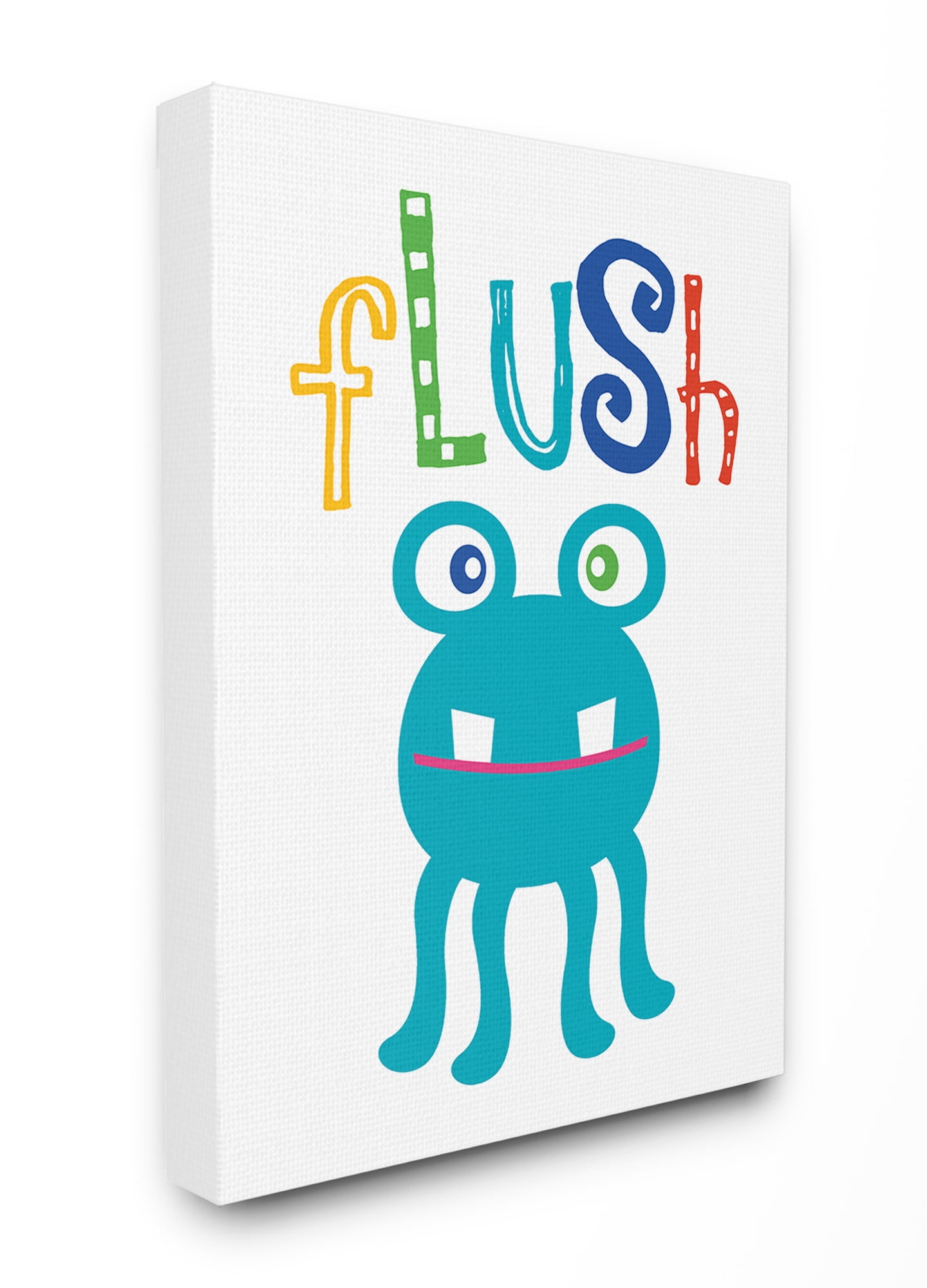 The Kids Room by Stupell Flush Monster Cartoon Typography Oversized Stretched Canvas Wall Art, 24 x 1.5 x 30