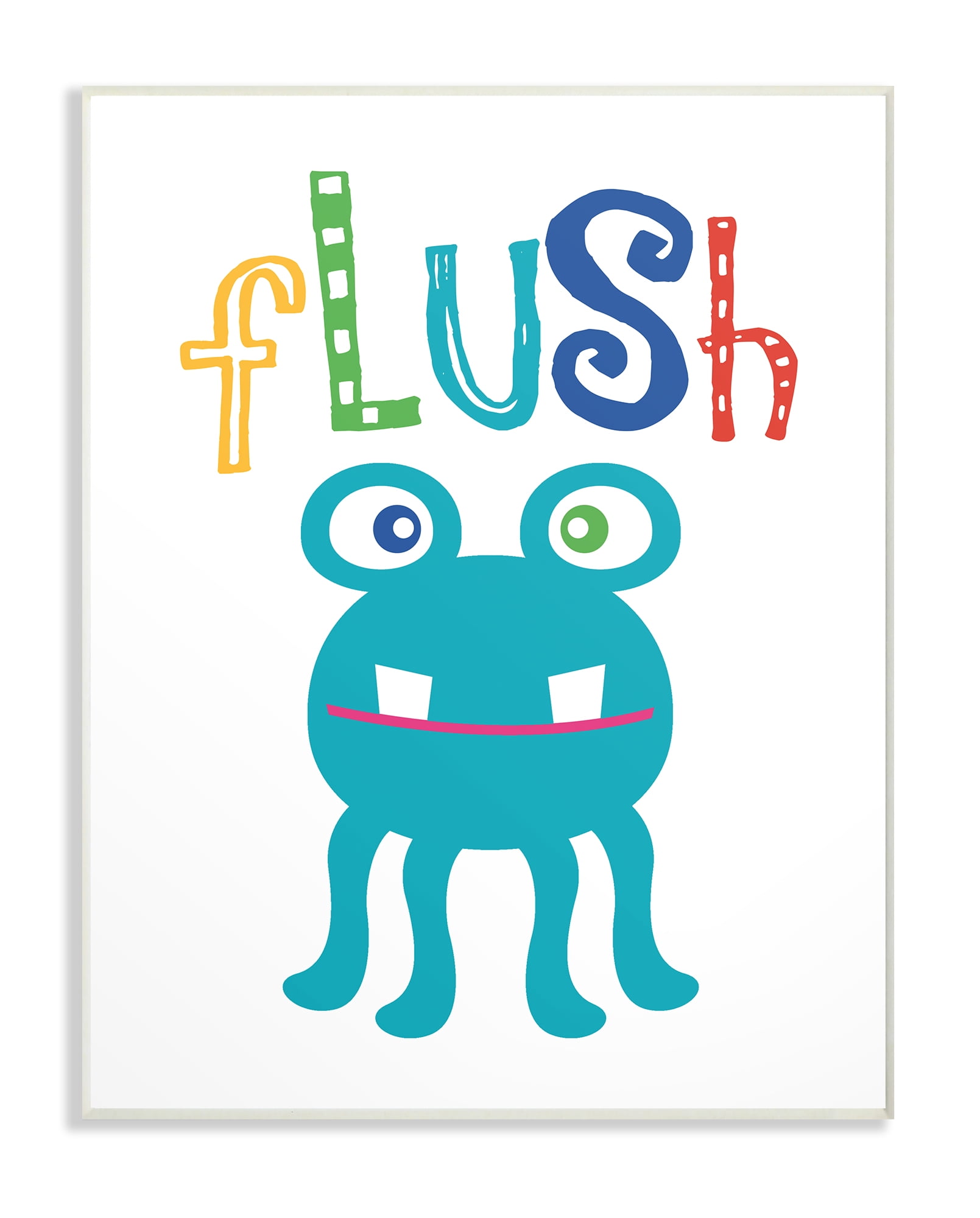 The Kids Room by Stupell Flush Monster Cartoon Typography Wall Plaque Art, 10 x 0.5 x 15