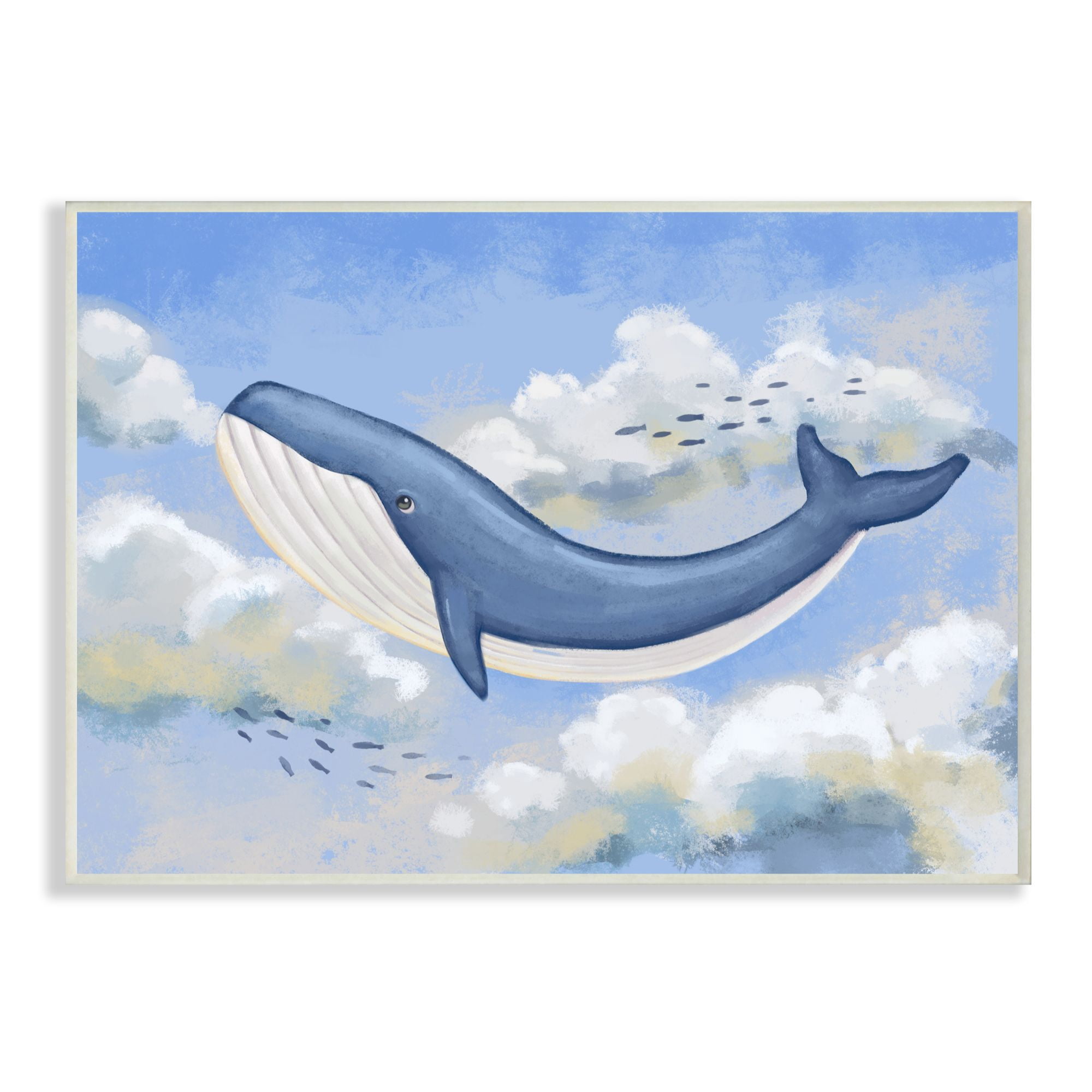 The Kids Room by Stupell Flying Whale Animal Pastel Blue Kids Nursery Painting Wall Plaque by Ziwei Li