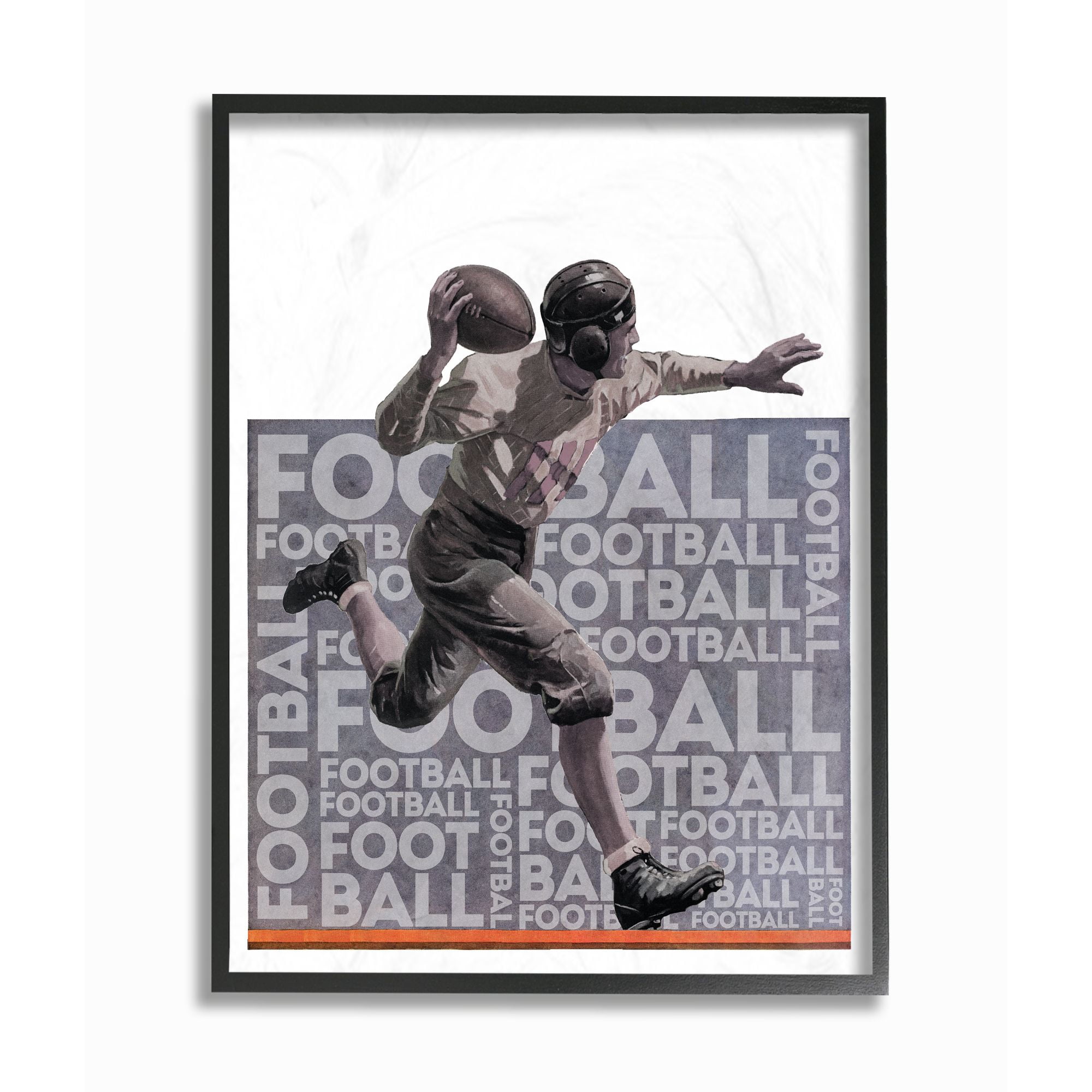 The Kids Room by Stupell Football Player Sports Word Design Framed Wall Art by The Saturday Evening Post