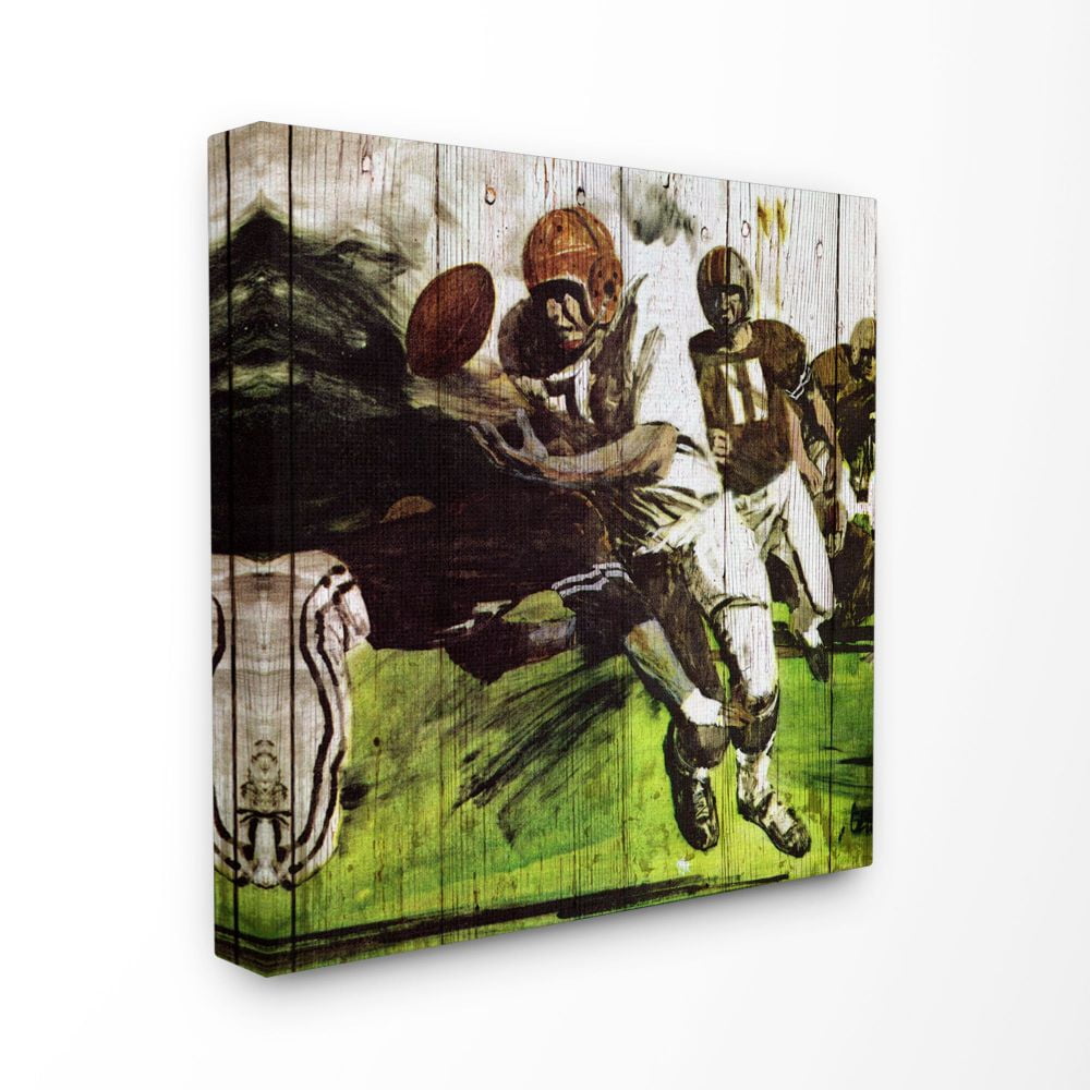 The Kids Room by Stupell Football Tackle Sports Wood Plank Texture Design Canvas Wall Art by The Saturday Evening Post