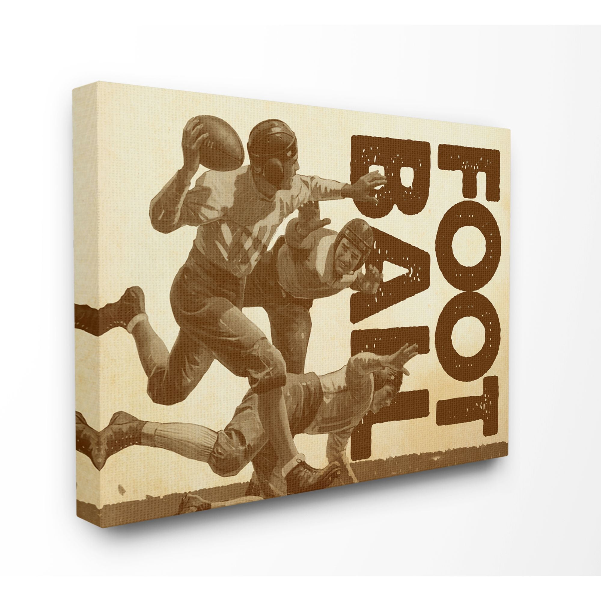 The Kids Room by Stupell Football Vintage Neutral Brown Design Canvas Wall Art by The Saturday Evening Post
