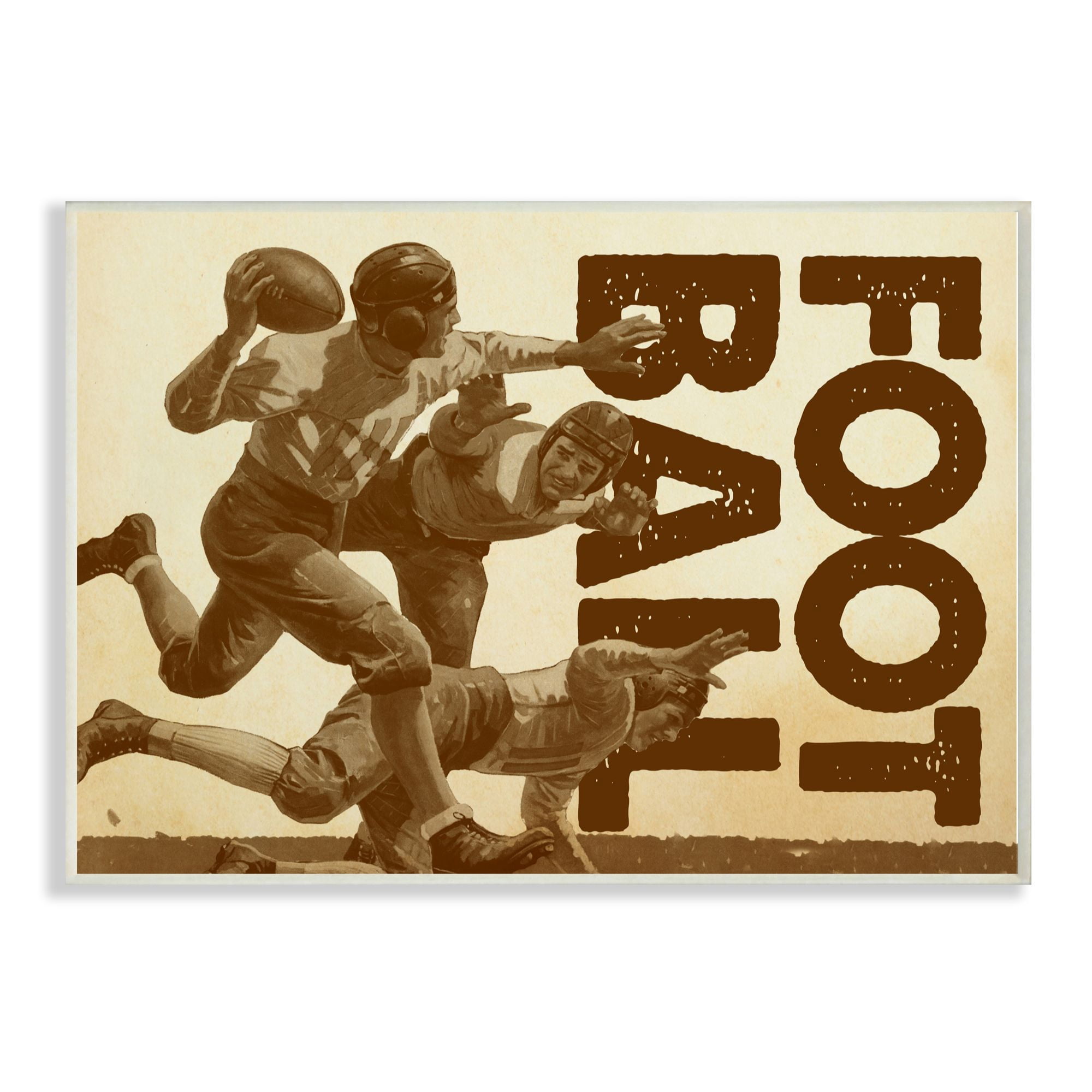 The Kids Room by Stupell Football Vintage Neutral Brown Design Wall Plaque by The Saturday Evening Post