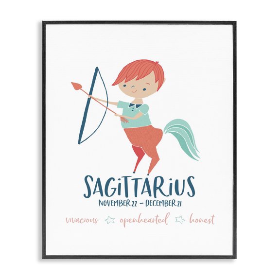 Stupell Industries Contemporary Fun Modern Zodiac Sagittarius Centaur Child Black Framed Giclee Art, 11 x 14, by Heather Rosas