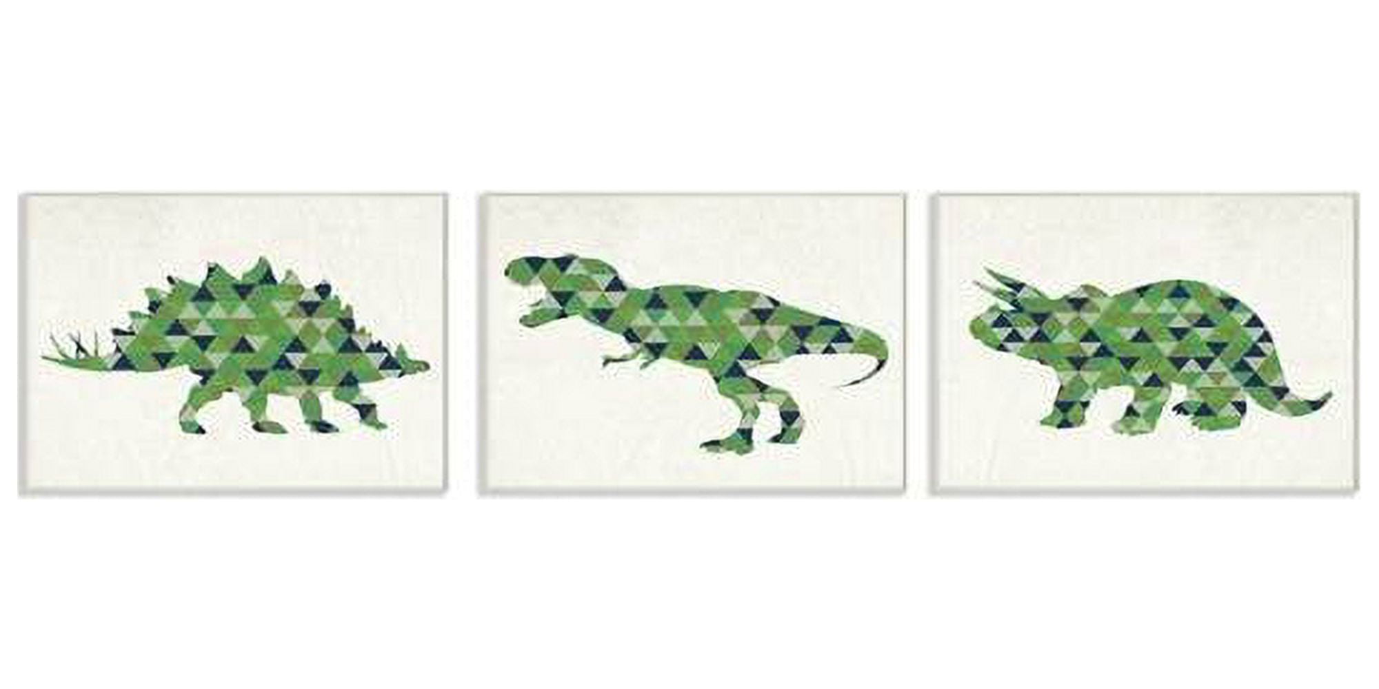 The Kids Room by Stupell Geometric Dinosaurs Green Blue Kids Design Wall Plaque by Daphne Polselli