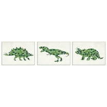 The Kids Room by Stupell Geometric Dinosaurs Green Blue Kids Design Wall Plaque by Daphne Polselli