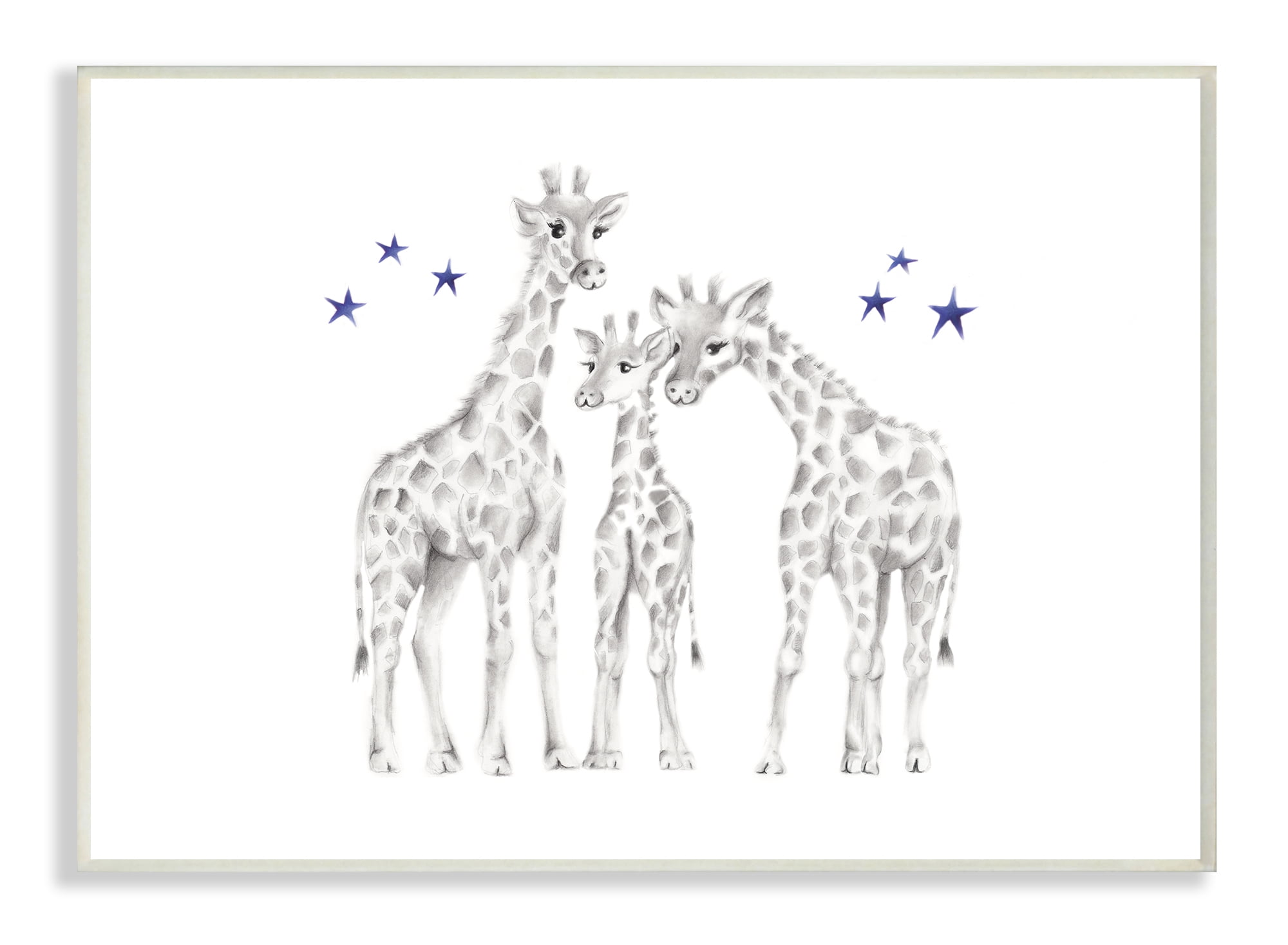 The Kids Room by Stupell Giraffe Family Graphite Drawing Wall Plaque Art, 10 x 0.5 x 15
