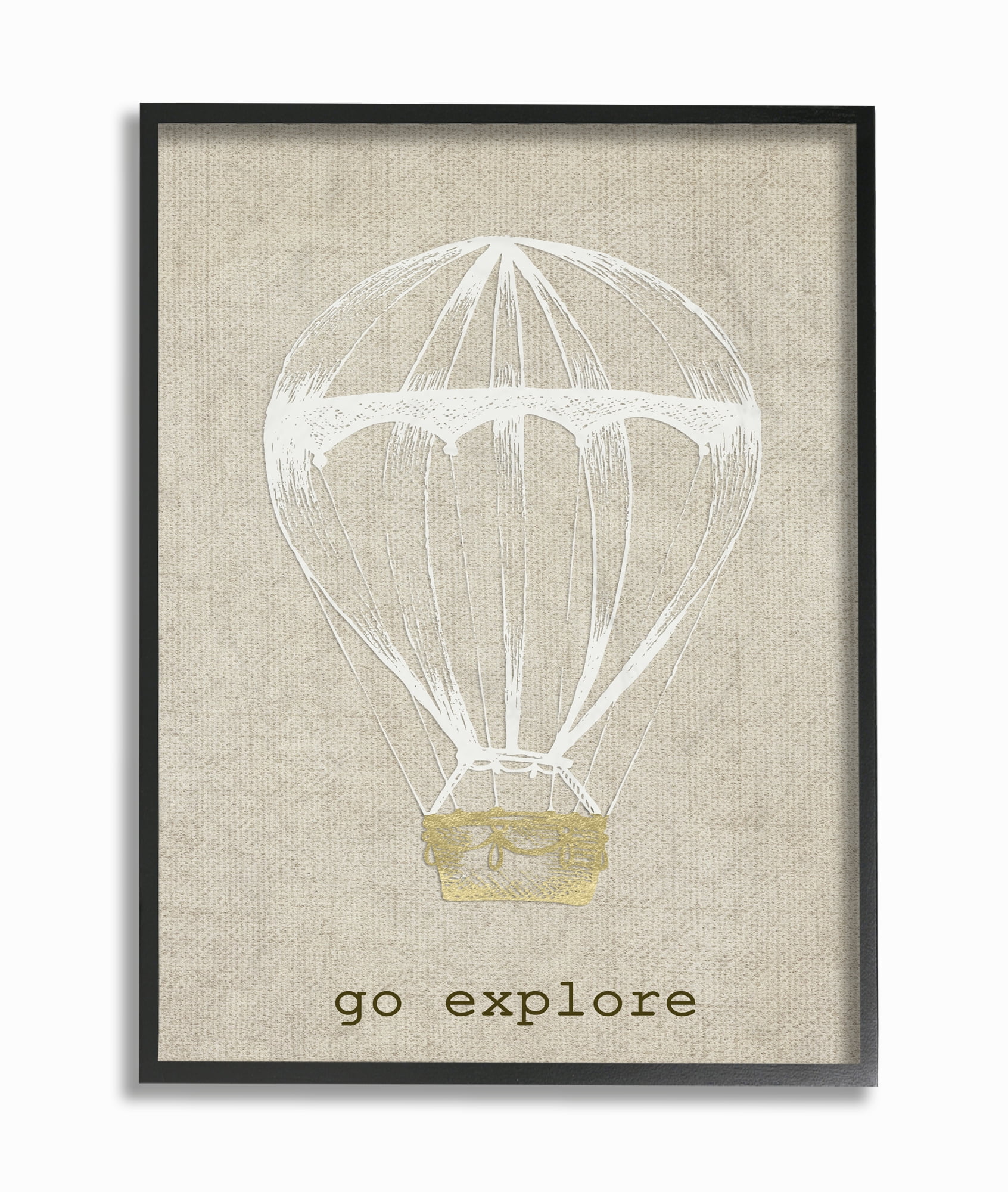The Kids Room by Stupell Go Explore Hot Air Balloon Framed Wall Art by Daphne Poselli