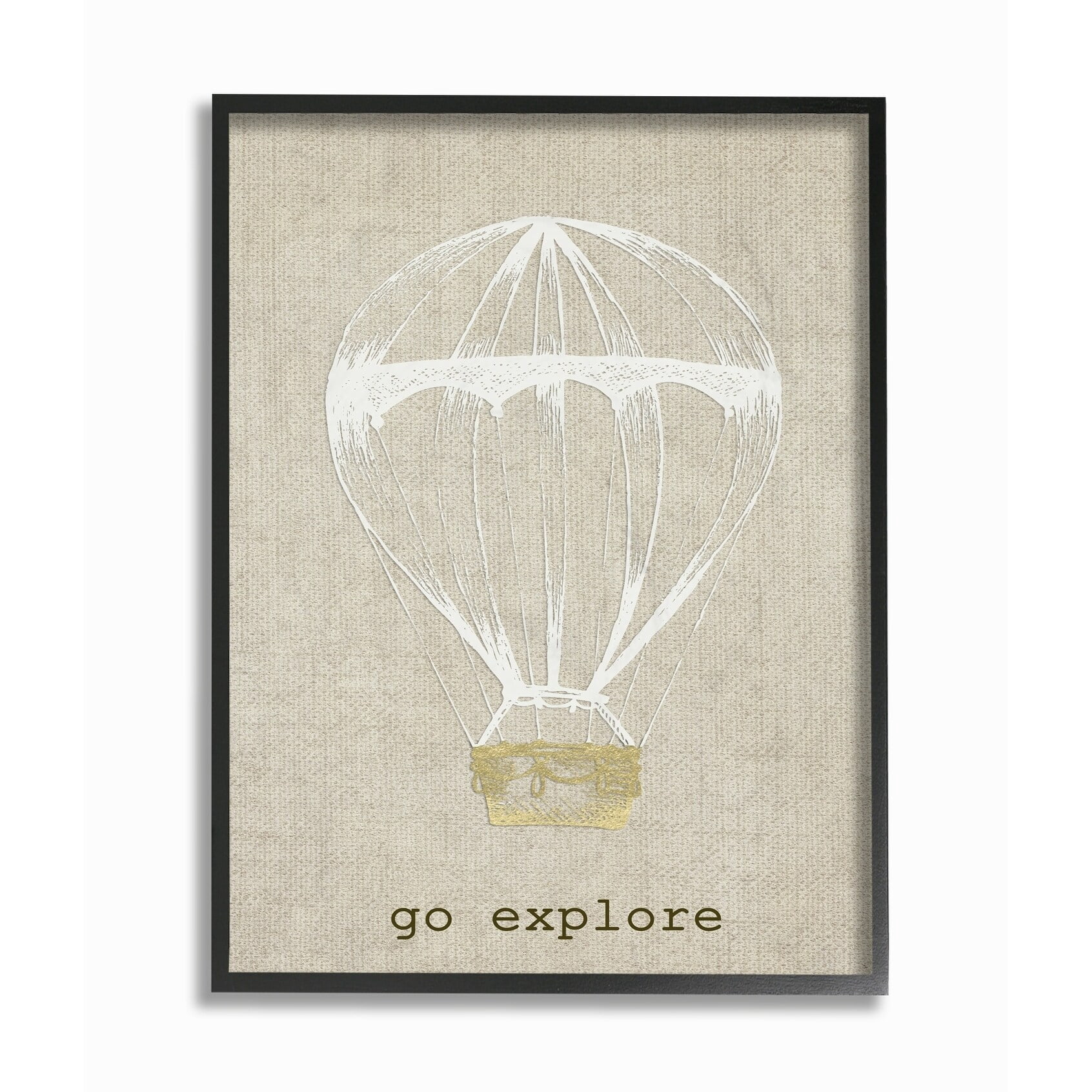 The Kids Room by Stupell Go Explore Hot Air Balloon Framed Wall Art by Daphne Poselli