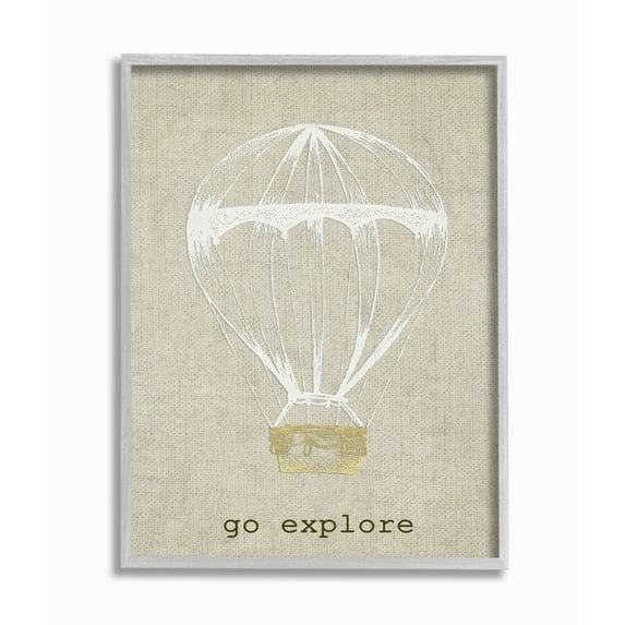 The Kids Room by Stupell Go Explore Hot Air Balloon Framed Wall Art by Daphne Poselli