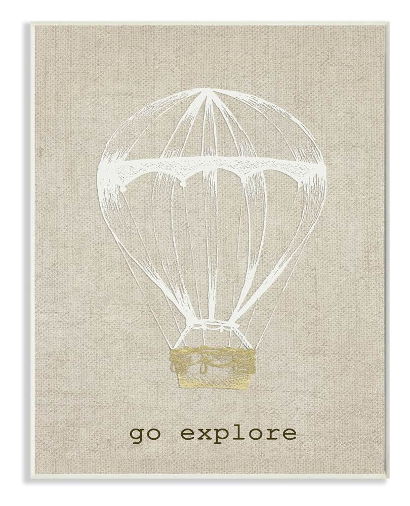 The Kids Room by Stupell Go Explore Hot Air Balloon Wall Plaqueby Daphne Poselli
