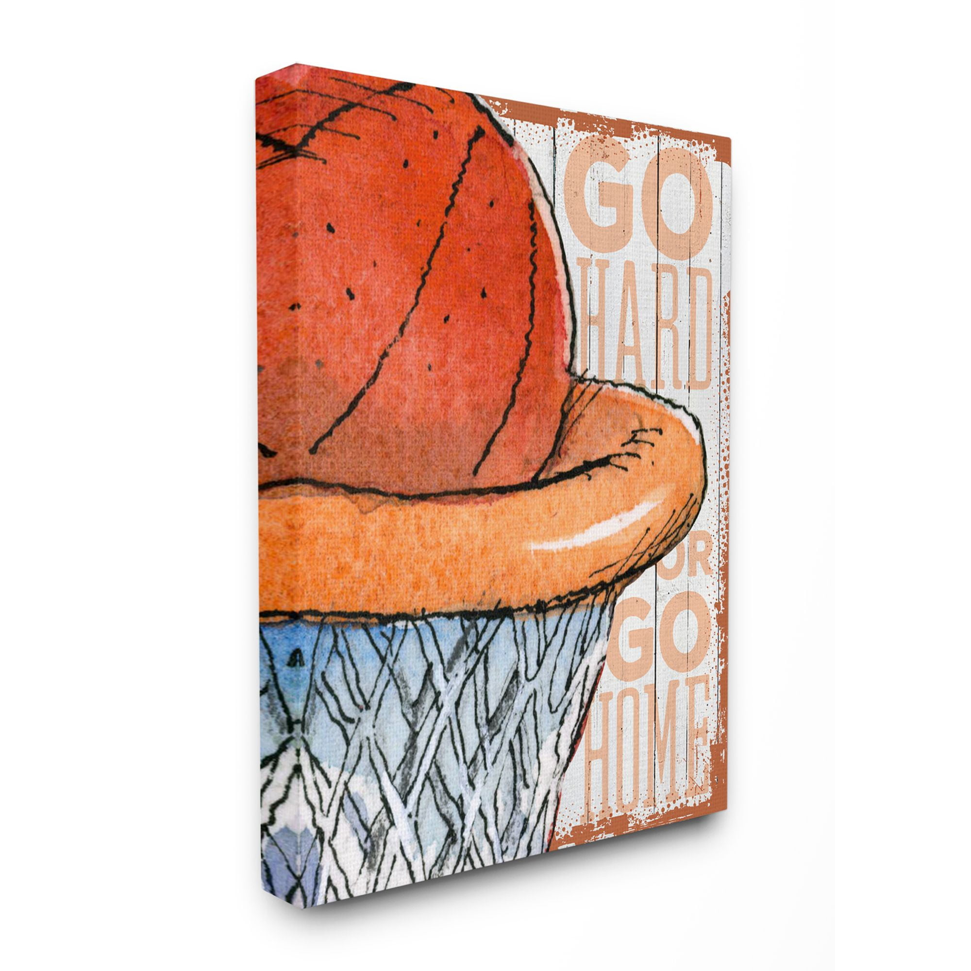 The Kids Room by Stupell Go Hard Basketball Hoop Orange Sports Design Canvas Wall Art by The Saturday Evening Post