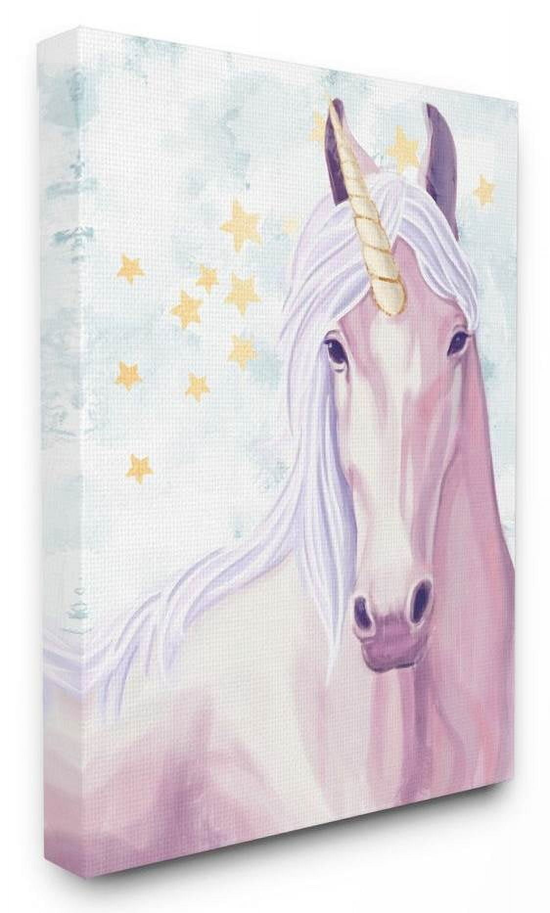The Kids Room by Stupell Gold Star Pink Purple Unicorn Painting Canvas Wall Art by Ziwei Li