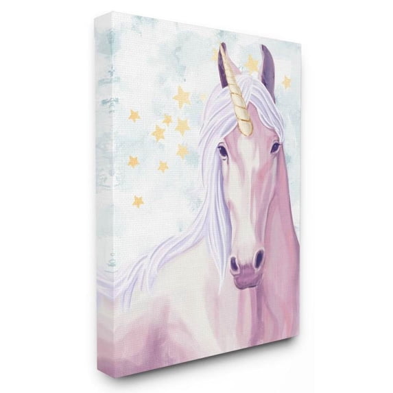 The Kids Room by Stupell Gold Star Pink Purple Unicorn Painting Canvas Wall Art by Ziwei Li