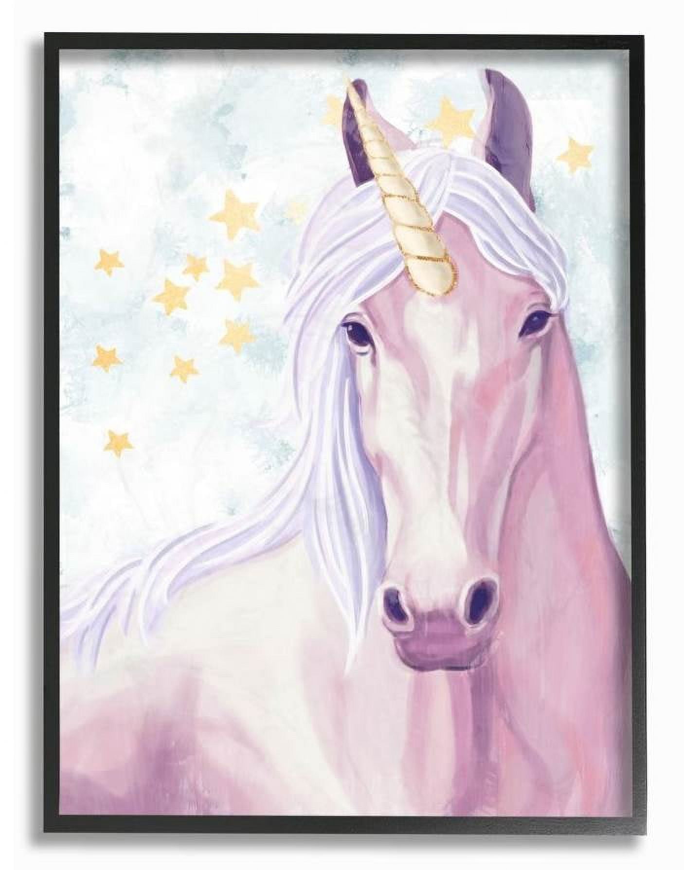 The Kids Room by Stupell Gold Star Pink Purple Unicorn Painting Framed Wall Art by Ziwei Li