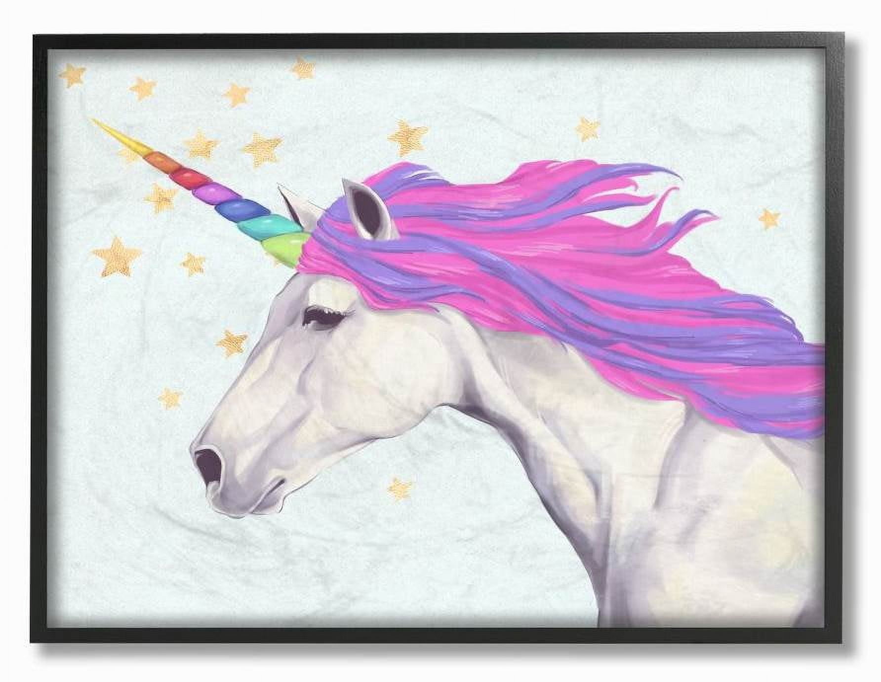 The Kids Room by Stupell Gold Star Rainbow Unicorn Painting Framed Wall Art by Ziwei Li