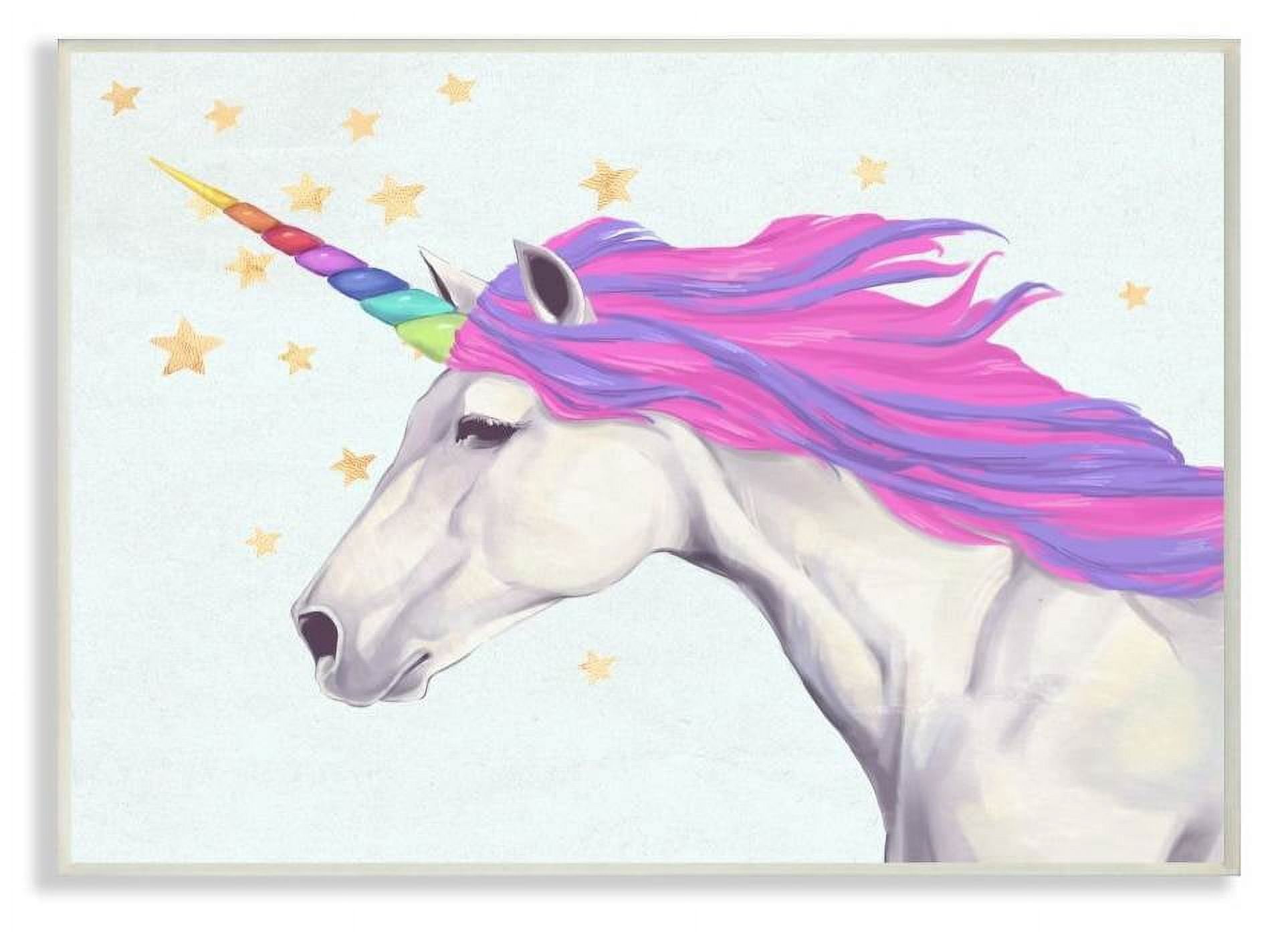 The Kids Room by Stupell Gold Star Rainbow Unicorn Painting Wall Plaque by Ziwei Li