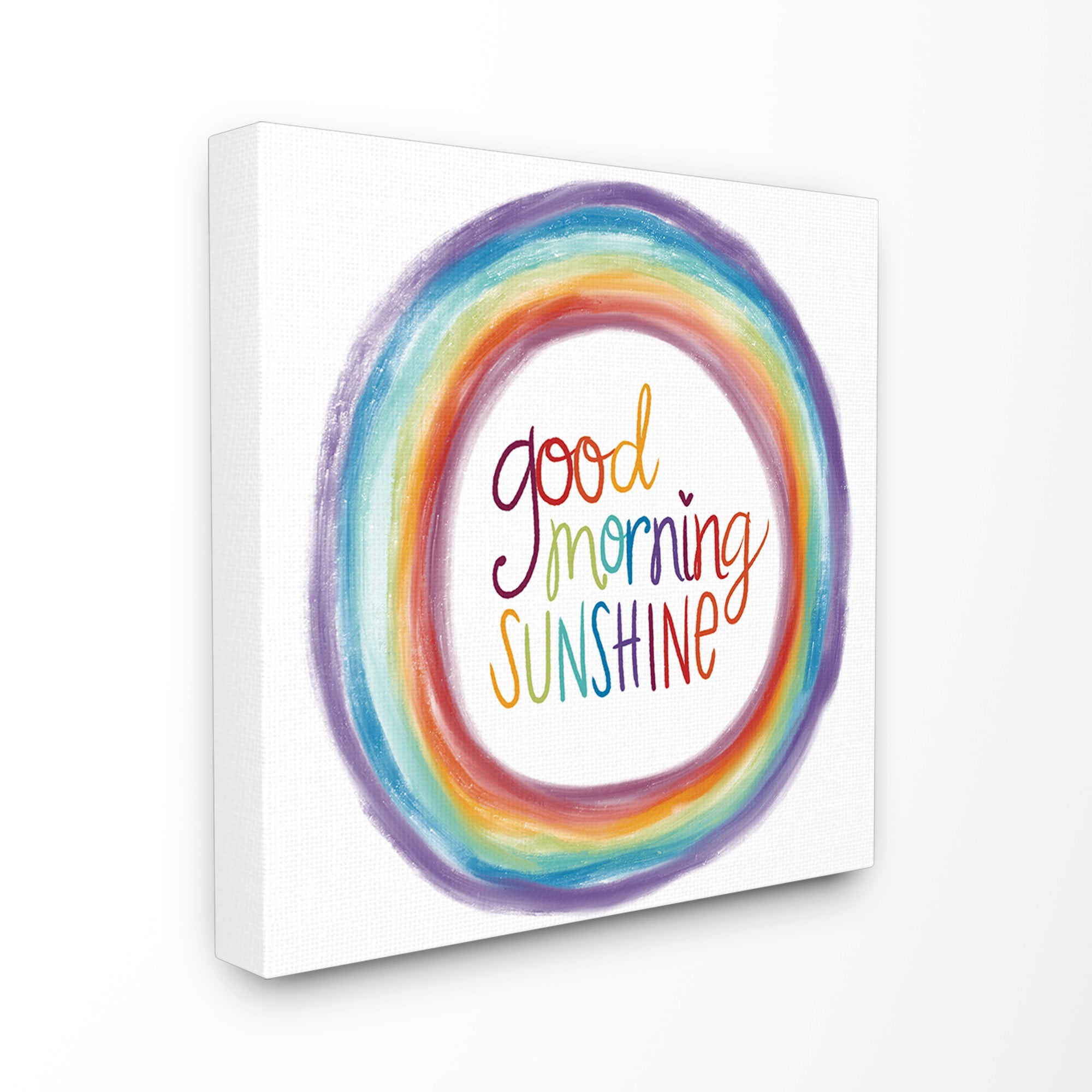 the kids room by stupell good morning sunshine rainbow stretched canvas wall art, 30 x 1.5 x 30
