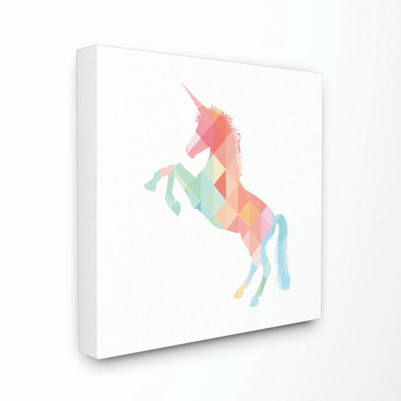 The Kids Room by Stupell Graphic Rainbow Unicorn Canvas Wall Art by Daphne Poselli