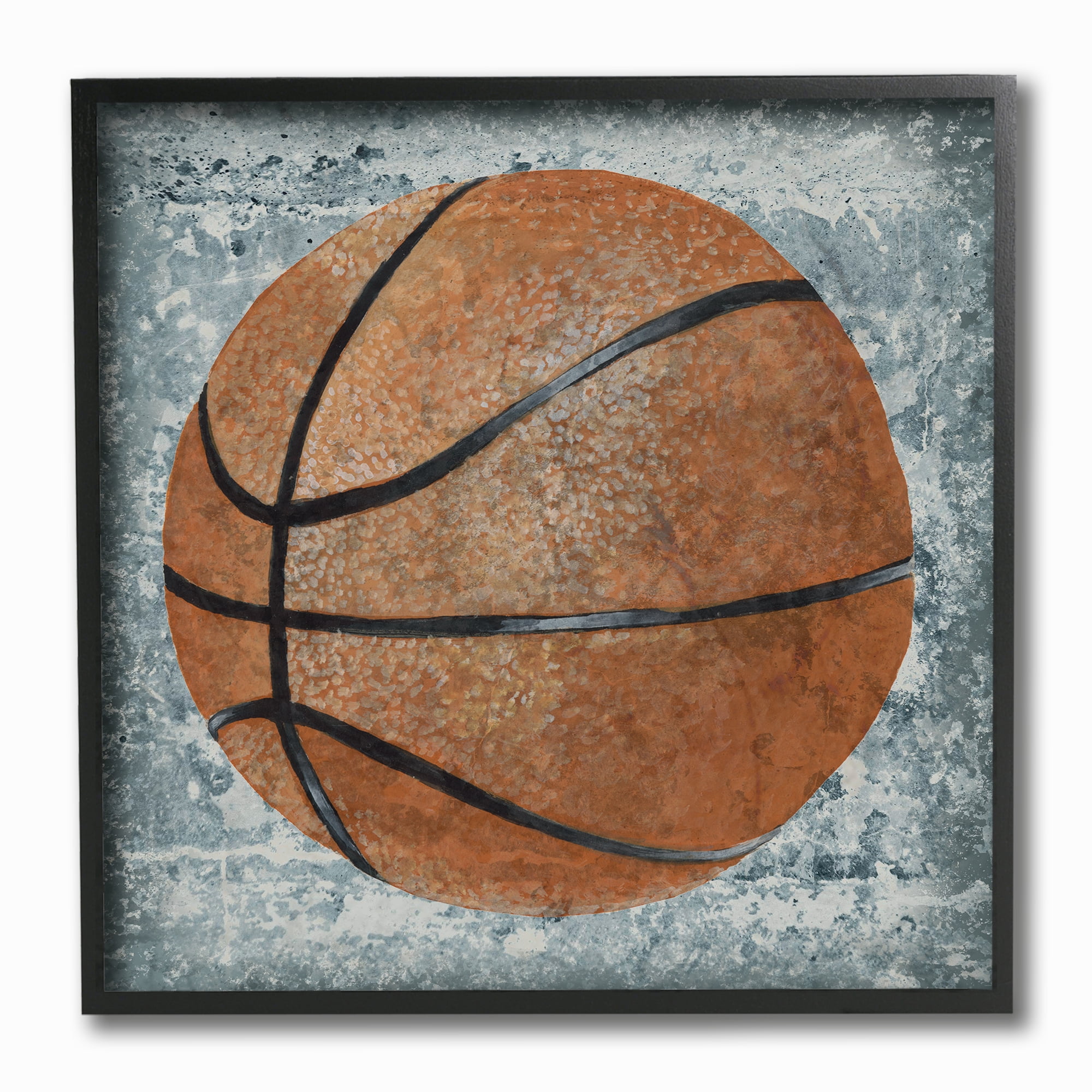 The Kids Room by Stupell Grunge Sports Equipment Basketball Framed Giclee Texturized Art, 12 x 1.5 x 12