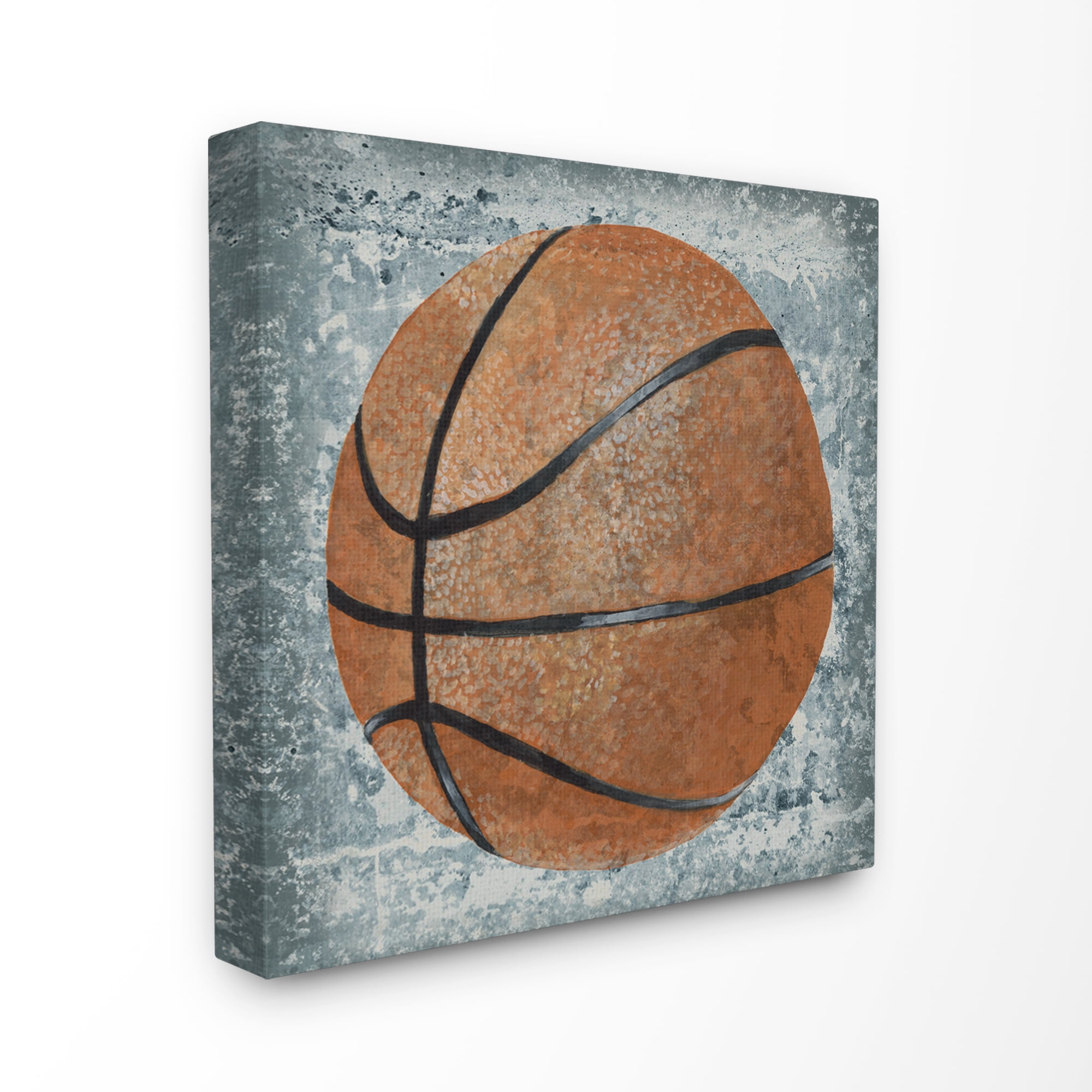The Kids Room by Stupell Grunge Sports Equipment Basketball Oversized Stretched Canvas Wall Art, 24 x 1.5 x 24