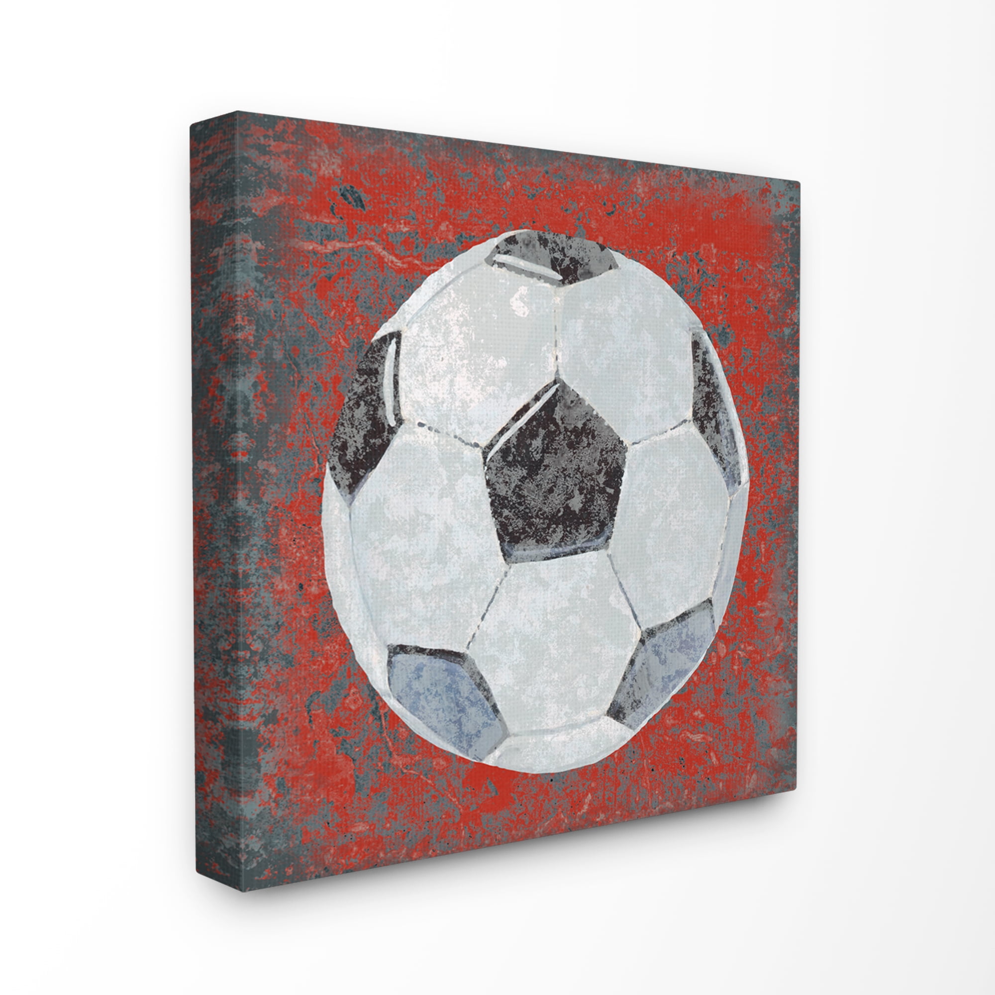 The Kids Room by Stupell Grunge Sports Equipment Soccer Stretched Canvas Wall Art, 17 x 1.5 x 17