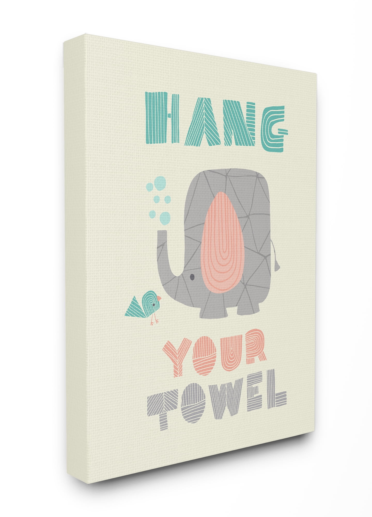 The Kids Room by Stupell Hang Your Towel Mod Elephant Stretched Canvas Wall Art, 30 x 1.5 x 40