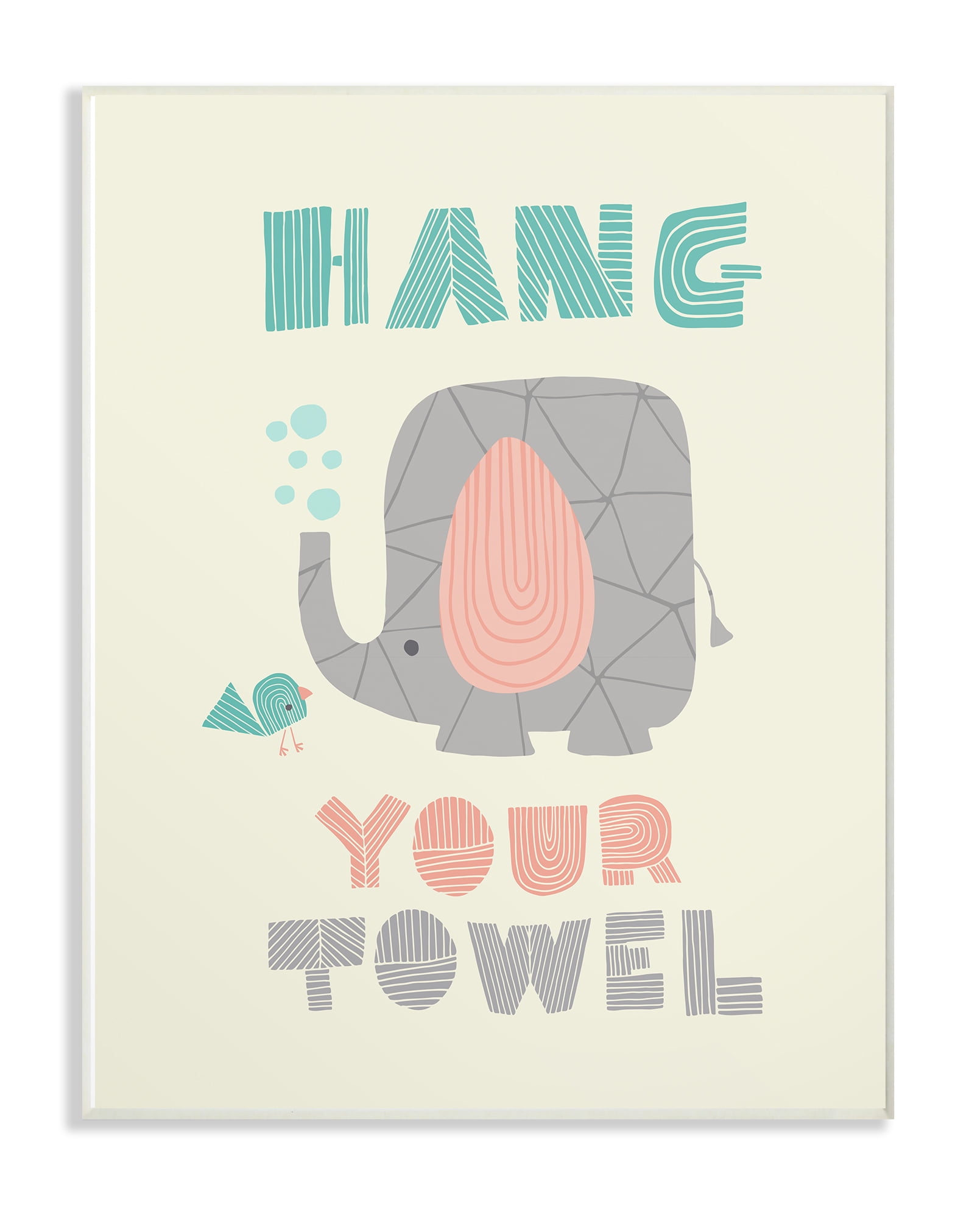 The Kids Room by Stupell Hang Your Towel Mod Elephant Wall Plaque Art, 10 x 0.5 x 15