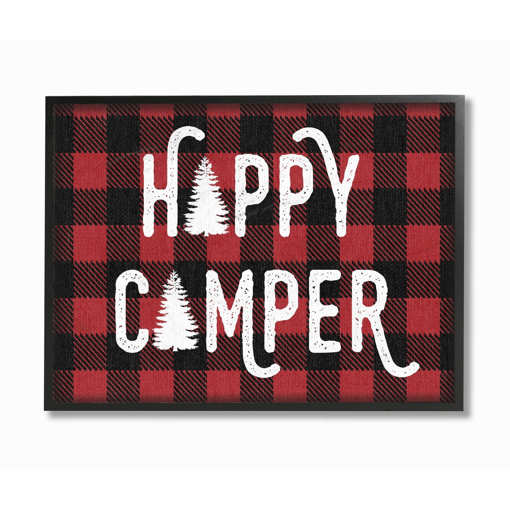The Kids Room by Stupell Happy Camper Red Black Oversized Framed Giclee Texturized Art, 16 x 1.5 x 20