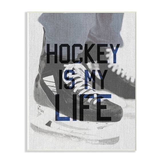 The Kids Room by Stupell Hockey Is My Life Ice Skates Wood Wall Art