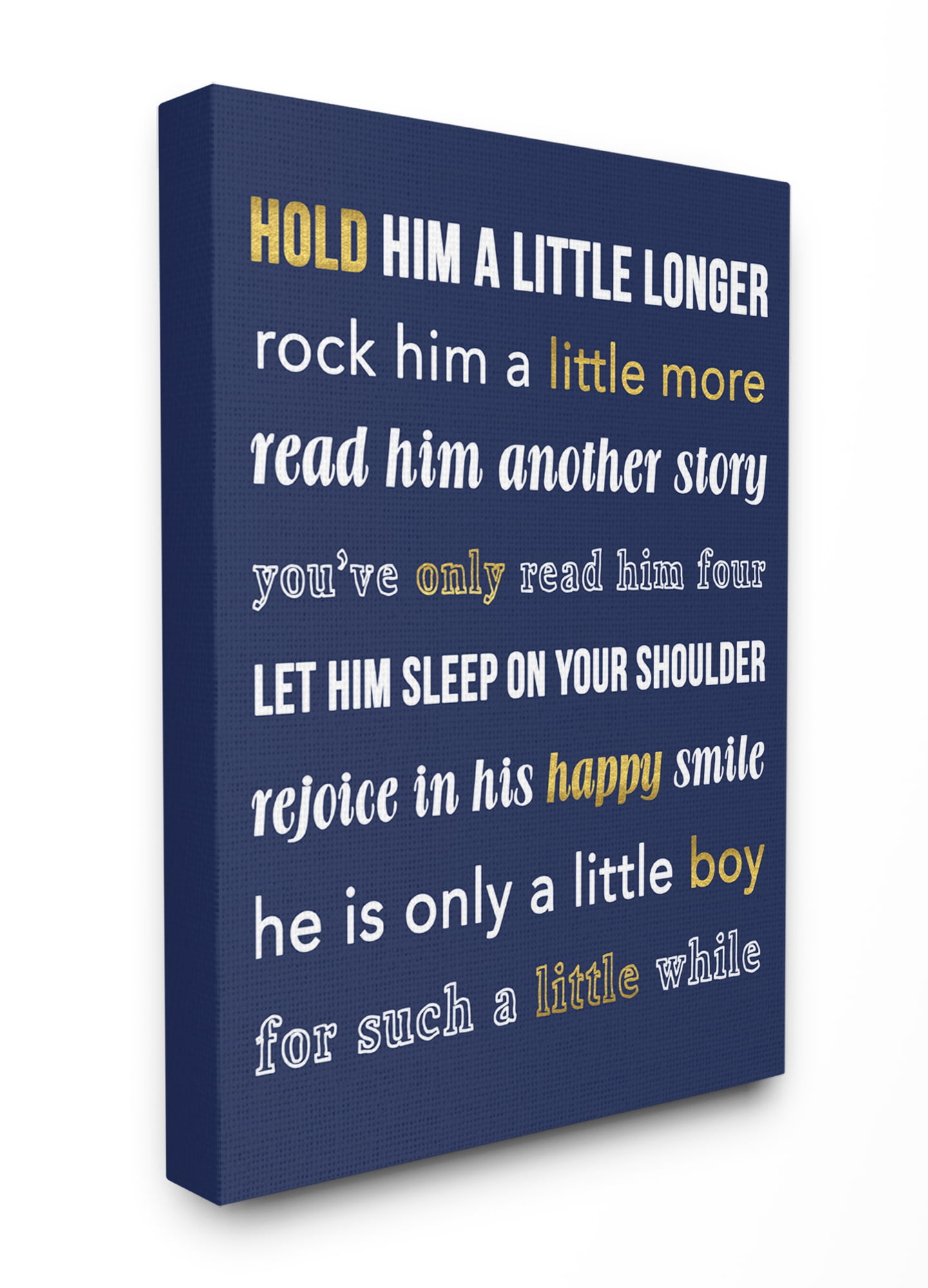 The Kids Room by Stupell Hold Him A Little Longer Navy Canvas Wall Art by Daphne Poselli