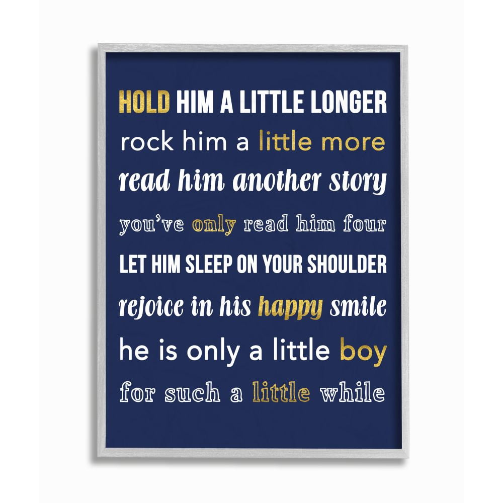 The Kids Room by Stupell Hold Him A Little Longer Navy Framed Wall Art by  Daphne Poselli, image size:1000x1000