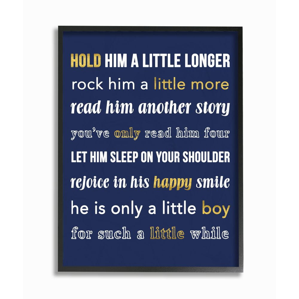 The Kids Room by Stupell Hold Him A Little Longer Navy Framed Wall Art by Daphne Poselli