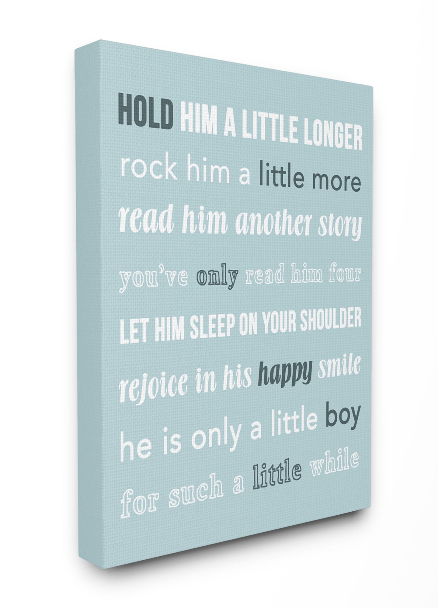 The Kids Room by Stupell Hold Him A Little Longer Teal Canvas Wall Art by Daphne Poselli