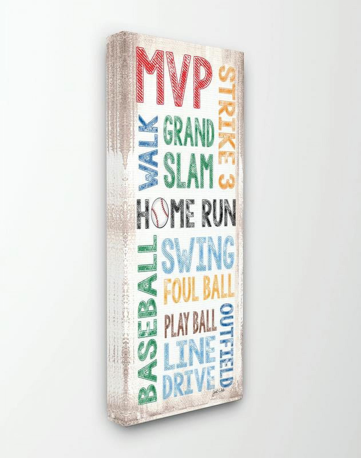 The Kids Room by Stupell Home Run Baseball Typography Canvas Wall Art by Janet White