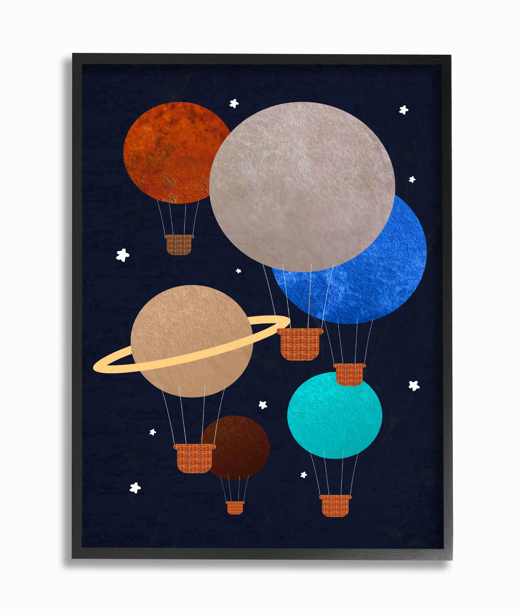 The Kids Room by Stupell Hot Air Balloon Planets Framed Giclee Texturized Art