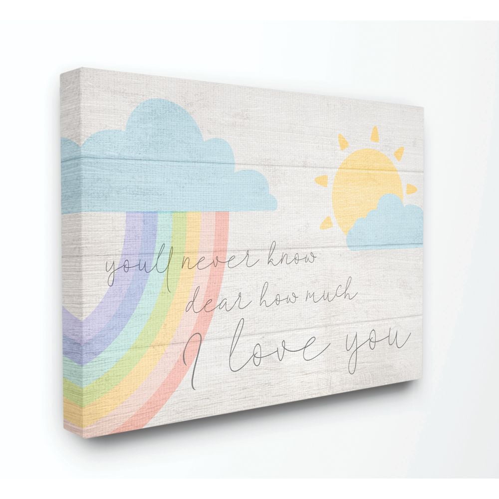 Multicolor Rainbow Clouds and Sun Canvas Wall Art for Kids, 24x30