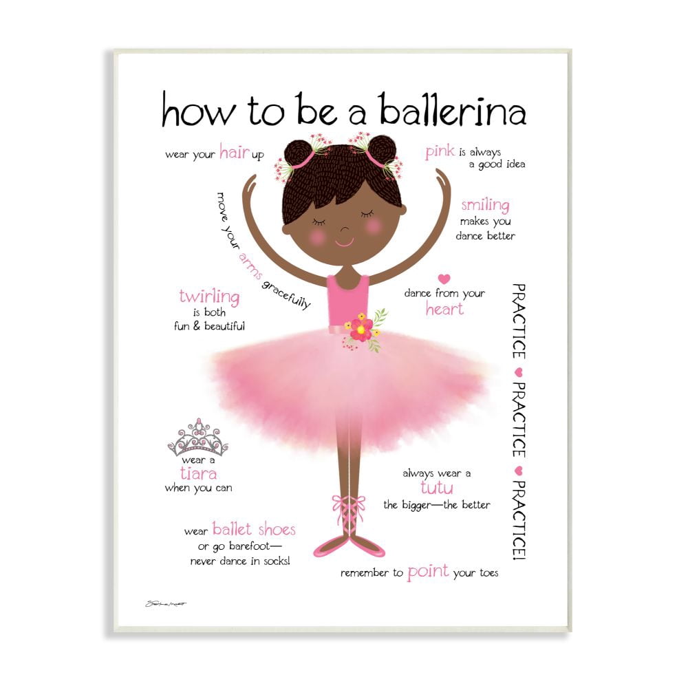 The Kids Room by Stupell How to Be A Ballerina Diagram With Pink Tutu and Slippers Black Haired Wall Plaque Art